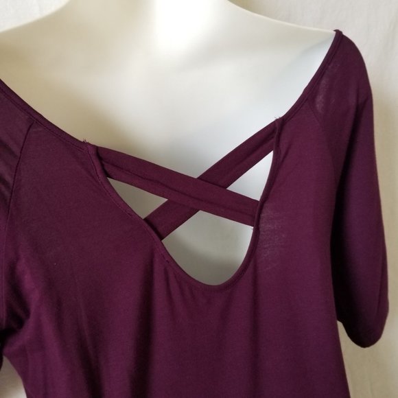 American Dream Short Sleeve Rayon Spandex Top w/Criss-Cross Straps-Medium - Picture 5 of 7